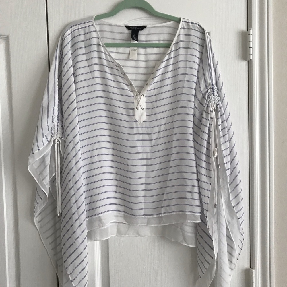 WHBM Beachwood Striped Poncho Top - Size Large